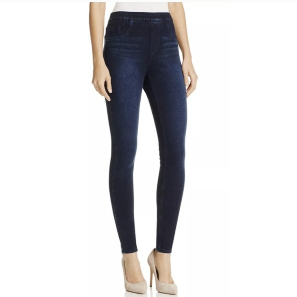 Spanx Jean-ish Ankle Leggings Dark Wash Blue Pull on Jeggings Jeans Size Medium